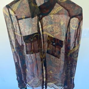 Lucky Brand Sz Medium Long Sleeves Sheer Top Women's sheer